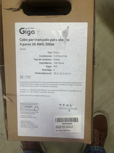 Cabo par trançado para alarme 4 pares. 26 AWG 300 mts