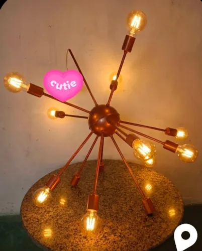 Abajur Sputnik Cobre Industrial - Peça de Destaque 12 Braços