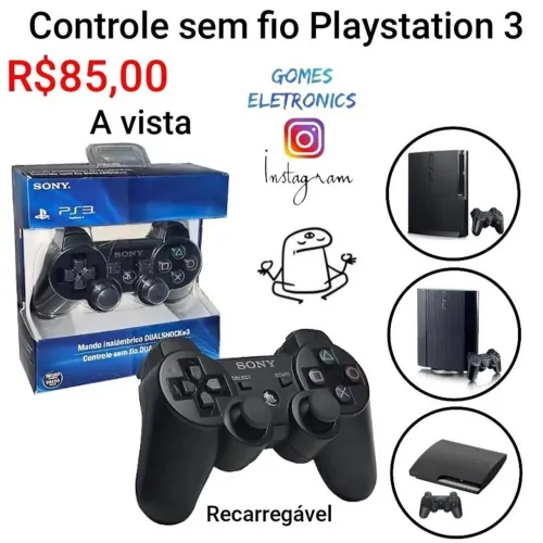 Controle Ps3 sem fio recarregável - Controle para Playstation 3 (Loja Fisica)