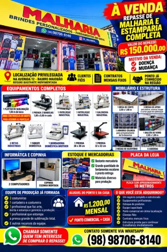 $149 PASSO MALHARIA E ESTAMPARIA COMPLETA