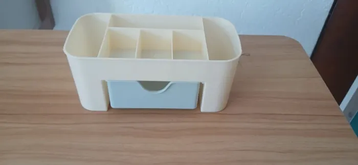 Organizador de Maquiagem com Gaveta Azul | Porta Cosméticos Multiuso Compacto