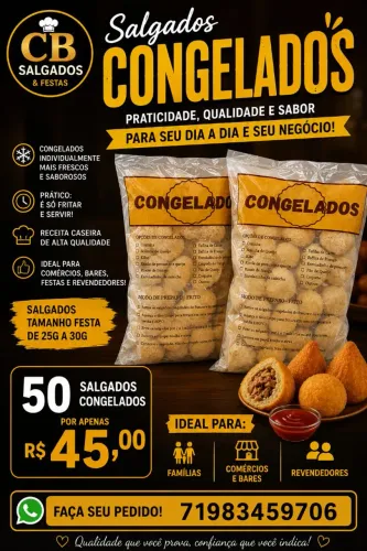 Salgados congelados para revenda