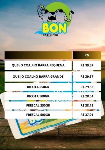 Queijos coalho, ricota e Minas frescal 