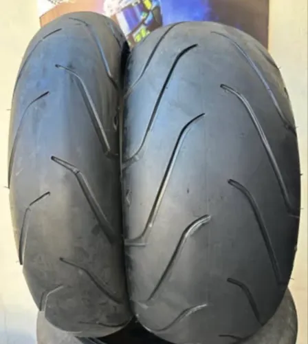PAR PNEU DE MOTO MICHELIN SCORCHER11 160/60-18 + 240/40-18 (traseiro reforçado friso)