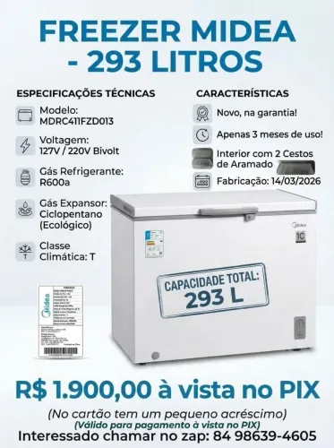 Freezer mídeia 293 litros 