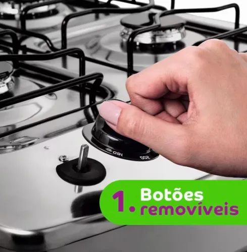 Fogão Consul 4 Bocas CFO4NAR com Mesa de Inox, Acendimento Automático Bivolt - Inox