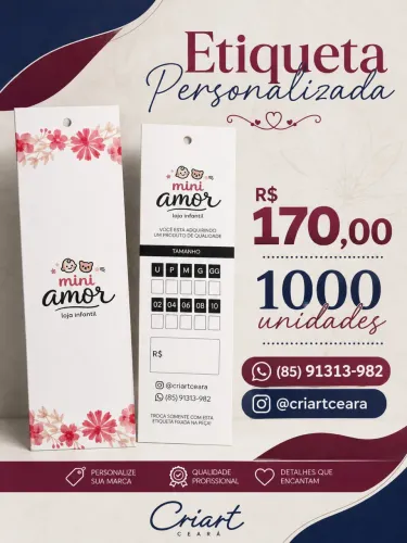 Tags personalizadas | etiquetas pra roupa | milheiro de tag | Fortaleza Ceará