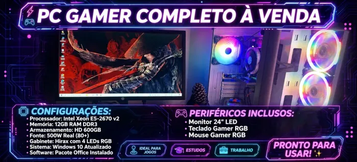 ? PC GAMER COMPLETO À VENDA - PRONTO PARA USAR! ?