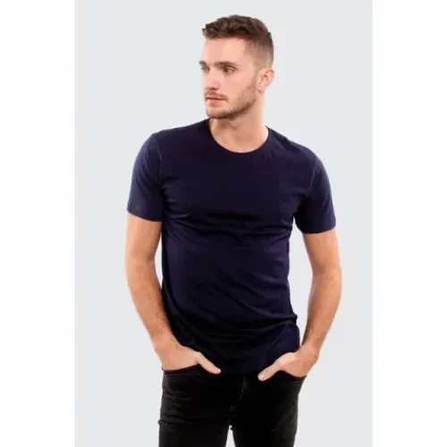 Camiseta Azul Marinho 100% Algodão Lisa Básica - Nova