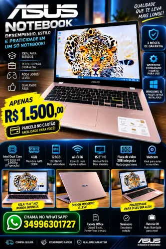 Notebook Asus completo + Brinde