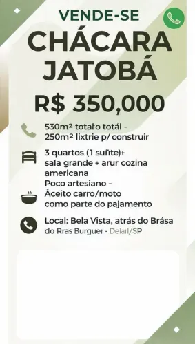 Vendo chácara em Cardeal - Elias Fausto Sp