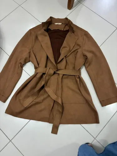 Casaco alongado estilo trench coat
