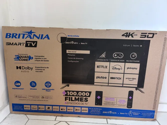 Tv Britânia Smart TV com tela danificada, 2 meses de utilização