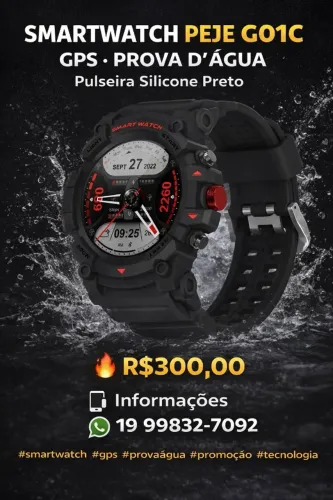 ? SMARTWATCH PEJE G01C GPS Smartwatch esportivo com visual robusto e moderno. Ideal para q