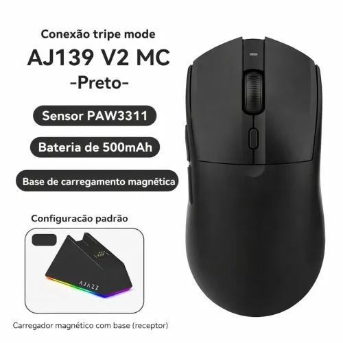 Mouse Gamer sem fio Ajazz AJ139 v2