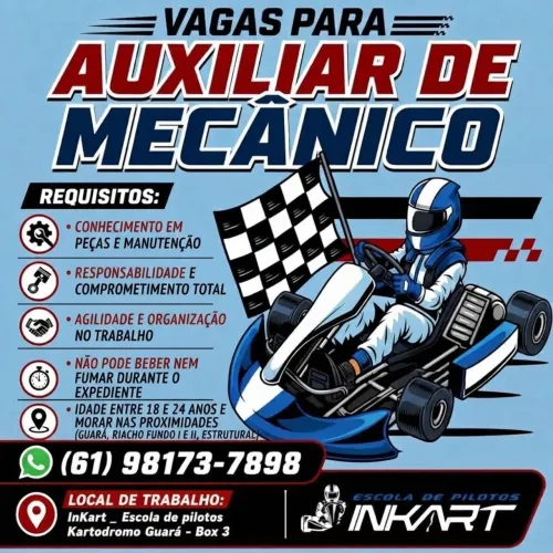 Auxiliar de Mecânica! Sem experiência.