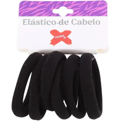 Acessório para Cabelo Elástico Cabelo 3 cm Blister com 06 Preto - Make+