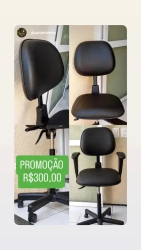 Cadeira nova com espuma injetada, com regulagem do encosto, assento e braços.