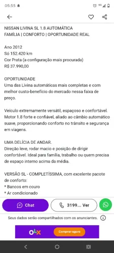 Nissan Livina X-gear Sl/X-gear 1.8 Flex F. Aut. 2013