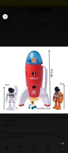 Foguete Espacial Vermelho Astronautas - Fun F0024-3