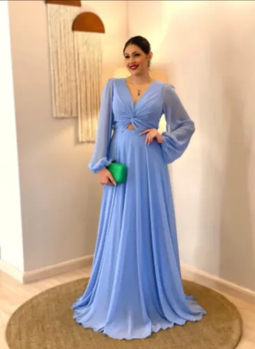 Vestido feminino azul serenity, usado 1 vez e em estado de novo