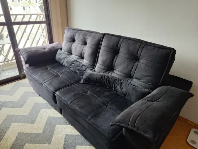Sofá Retrátil Reclinável Ascari Suede Velut molas Ensacadas - King House
