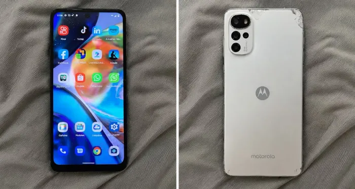 Vê.do moto g 22 tela trincada porém não afeta em nada precinho chama ?