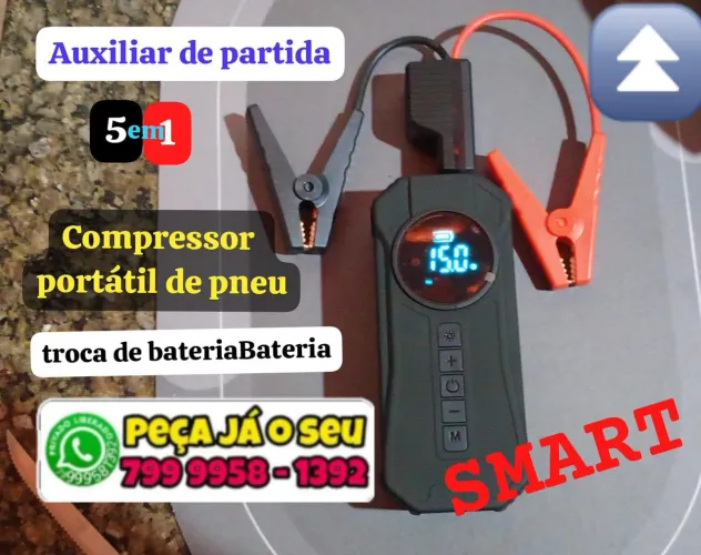 Chupeta port, carregador de celular e diversos, aux. partida veicular, compressor de pneus