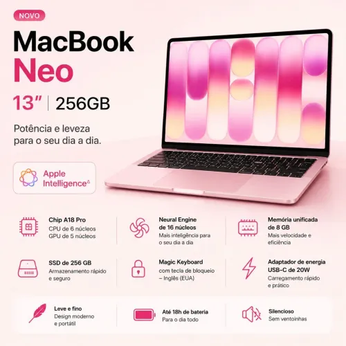MacBook neo 13 a18pro / 256 SSD 8gb de ram / 1 ano de garantia