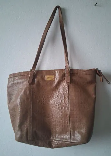 bolsa grande sacola nativa couro caramelo marrom claro uso diário
