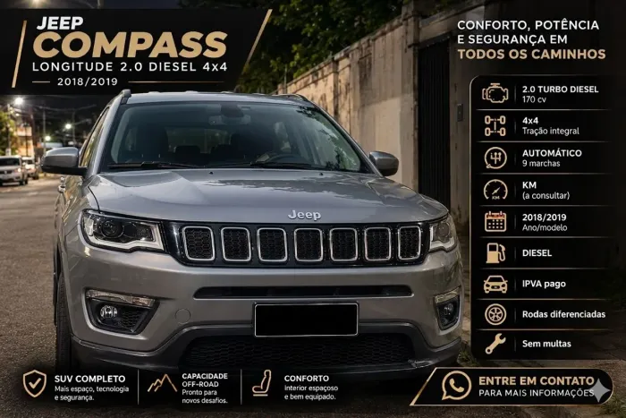 Jeep Compass Longitude 2.0 4X4 Dies. 16V Aut. 2019