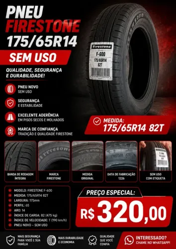 Pneu Firestone novo. Oportunidade