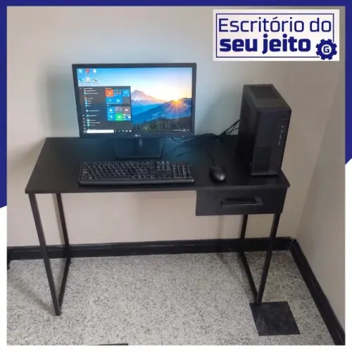Mesa para Computador Industrial com Gaveta 1,1M Escrivaninha Multiuso para Notebook Estudo