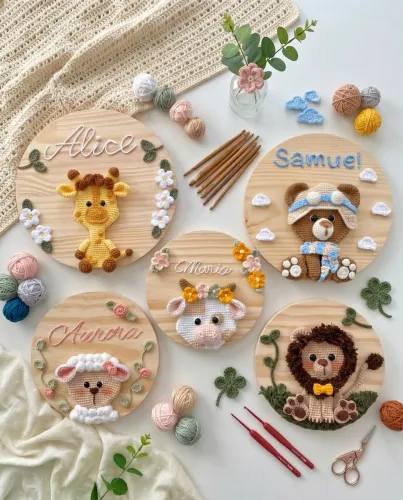 Coleção placa maternidade amigurumi