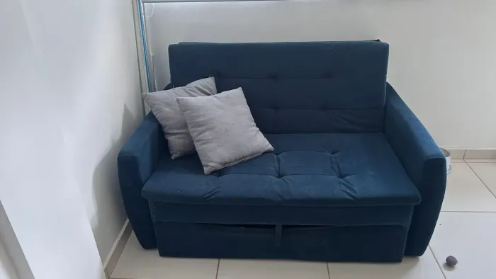Sofá-Cama Casal 2 Lugares em Suede - Retirada no Local
