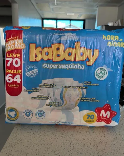 Fralda descartável IsaBaby M 70 unidades 