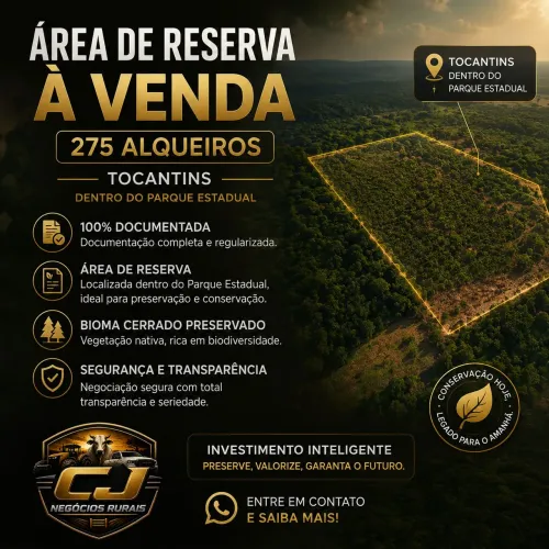 área de reserva no Tocantins 275 alqueires