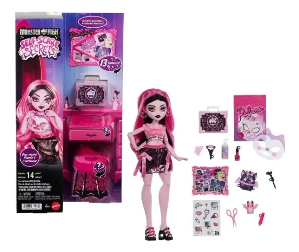 4 Bonecas Monster High Self Scare Secrets Draculaura, Frankie, Vênus e Spectra Lacradas