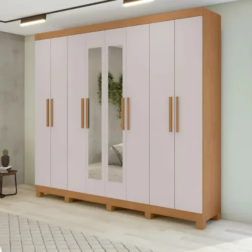 ? GUARDA-ROUPA ANDARA 8 PORTAS COM ESPELHO ?  Organização, espaço e elegância para o seu q