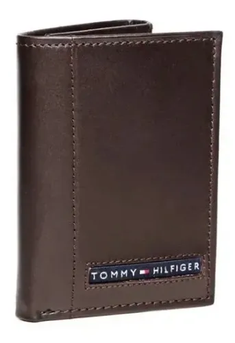 Carteira Tommy Hilfiger Leather Trifold Brown