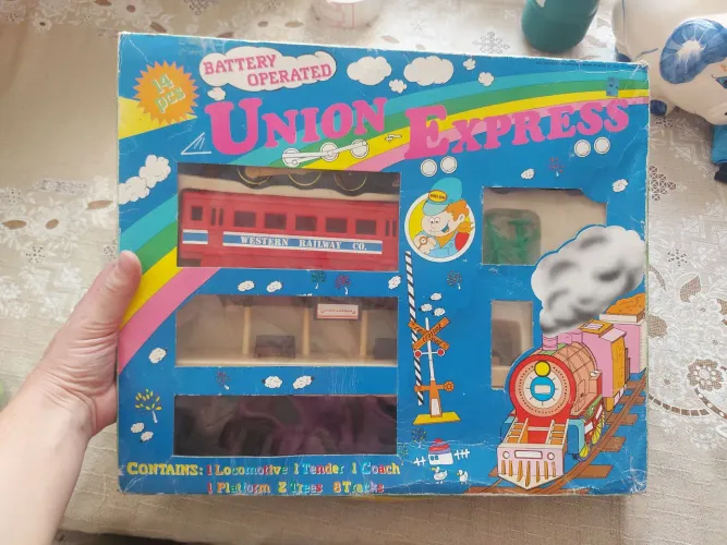 Antigo conjunto de trem de brinquedo "Union Express" .