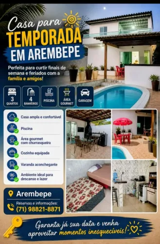 Casa temporada arembepe - Loteamento tucunare
