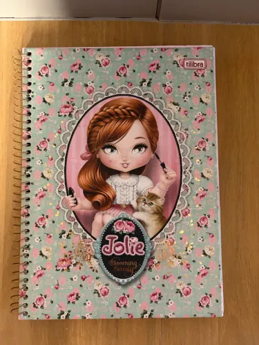 Caderno Jolie Blooming Beauty, capa dura, 96 folhas. Novo
