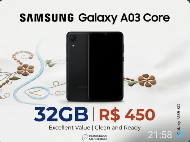 Samsung Galaxy A03 Core 32GB - Preto (Em bom estado)