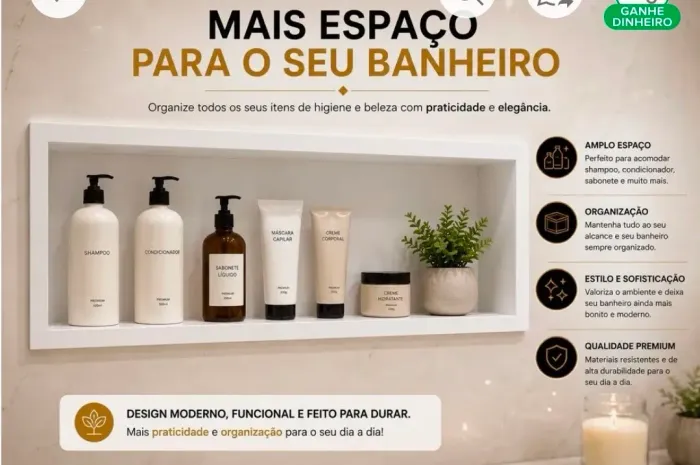 Nicho para banheiro 70x30x10