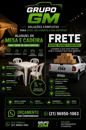 Alugo mesas e cadeiras & faço frete.