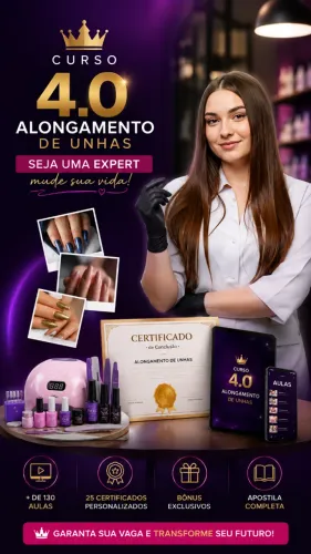 Curso Alongamento de Unhas 4.0 + 25 Certificados e 130 Aulas
