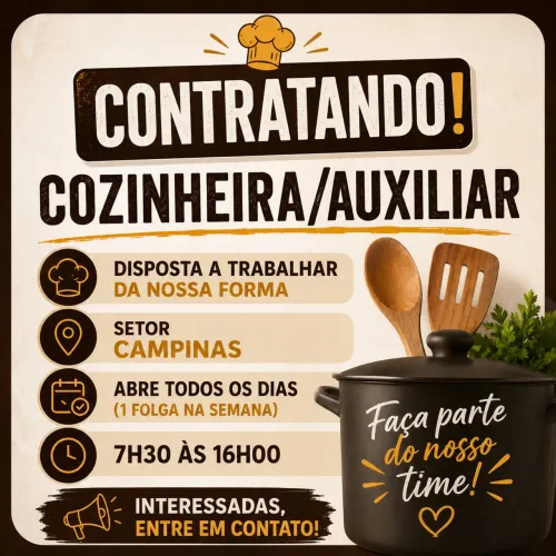 Cozinheira/Auxiliar setor Campinas