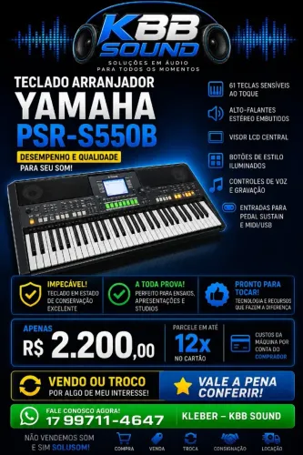 Teclado arranjador Yamaha PSR-S550B 61 teclas