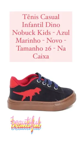 Tênis Infantil Novo na Caixa Casual Dino Azul Marinho Tamanho 26